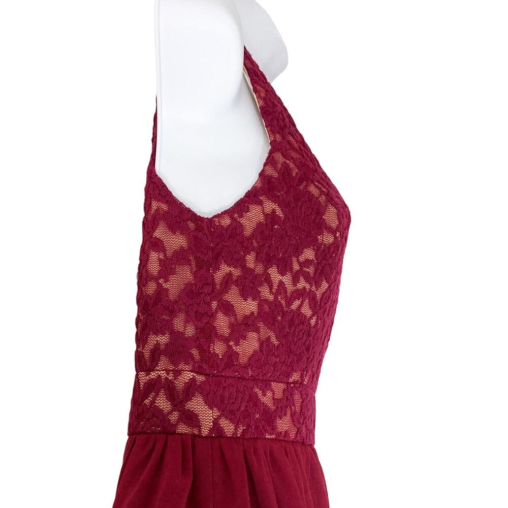 Lulu’s Make Way for Wonderful Berry Red Lace Maxi Dress Full Front Split Slit M - Picture 13 of 16